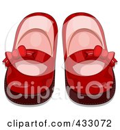 Royalty Free RF Clipart Illustration Of A Pair Of Red Girl Baby Shoes by BNP Design Studio