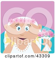 Clipart Illustration Of A Caucasian Bride Woman Holding Flowers
