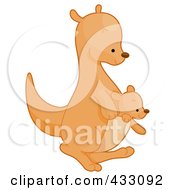 Poster, Art Print Of Cute Baby And Mommy Kangaroo
