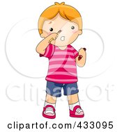 Poster, Art Print Of Boy With A Pencil Stuck Up His Nose