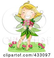 Poster, Art Print Of Happy Spring Fairy Holding Flowers