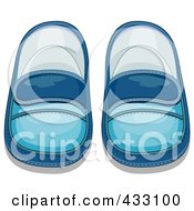 Royalty Free RF Clipart Illustration Of A Pair Of Blue Boys Baby Shoes 2 by BNP Design Studio