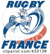 Poster, Art Print Of Mad Rooster With Rugby France Text