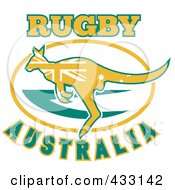 Poster, Art Print Of Rugby Australia Text With A Kangaroo - 1
