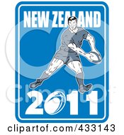 Poster, Art Print Of Rugby Man On A Blue New Zealand 2011 Sign