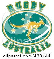 Poster, Art Print Of Rugby Australia Text With A Kangaroo - 2