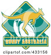 Poster, Art Print Of Rugby Australia Text With A Kangaroo - 3