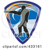 Royalty Free RF Clipart Illustration Of A Silhouetted Batsman Hitting A Ball 4