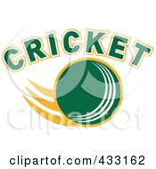 Royalty Free RF Clipart Illustration Of A Flying Cricket Ball Under Cricket Text
