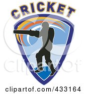 Royalty Free RF Clipart Illustration Of A Silhouetted Batsman Hitting A Ball 5