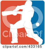 Royalty Free RF Clipart Illustration Of A Silhouetted Batsman Hitting A Ball 7