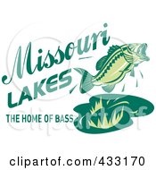 Poster, Art Print Of Green Missouri Lakes The Home Of Bass Text With A Fish