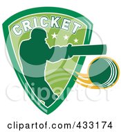 Royalty Free RF Clipart Illustration Of A Silhouetted Batsman Hitting A Ball 2