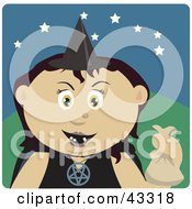 Clipart Illustration Of A Mexican Girl Trick Or Treating On Halloween In A Witch Costume