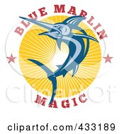 Poster, Art Print Of Blue Marlin Magic Text Around A Fish