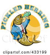 Royalty Free RF Clipart Illustration Of A Drinking Fish Under Pickled Herring Text