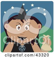 Clipart Illustration Of A Latin American Girl Trick Or Treating On Halloween In A Witch Costume