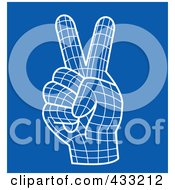 Royalty Free RF Clipart Illustration Of A Peace Grid Hand On Blue