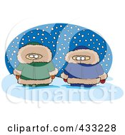 Poster, Art Print Of Two Alaskans In The Snow Over A Blue Oval