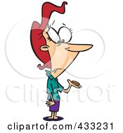 Royalty Free RF Clipart Illustration Of A Poor Cartoon Woman Holding A Single Coin After Paying Taxes