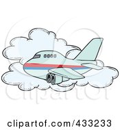 Commercial Airliner Passing A Cloud In Flight