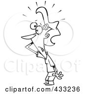 Royalty Free RF Clipart Illustration Of Coloring Page Line Art Of A Woman Stressing Out About The Aftermath