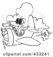 Royalty Free RF Clipart Illustration Of Coloring Page Line Art Of A Happy Pilot by toonaday