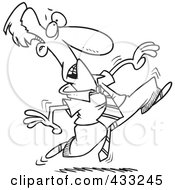 Royalty Free RF Clipart Illustration Of Coloring Page Line Art Of An Agitated Cartoon Businessman Running