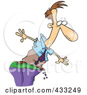 Cartoon Businessman Standing On A Cliff And Looking Down