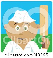 Sporty Hispanic Man Holding A Cricket Bat