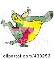 Poster, Art Print Of Alligator Carrying A Bitten Letter A