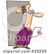 Royalty Free RF Clipart Illustration Of A Male Actor Reading A Letter Outside His Dressing Room