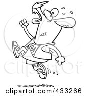 Royalty Free RF Clipart Illustration Of Coloring Page Line Art Of A Runner Man Ahead Of The Crowd