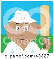 Poster, Art Print Of Sporty Latin American Man Holding A Cricket Bat