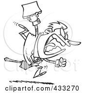 Poster, Art Print Of Coloring Page Line Art Of An Aggressive Cartoon Businessman Running