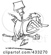 Royalty Free RF Clipart Illustration Of Coloring Page Line Art Of An Aggressive Cartoon Businessman Running