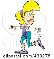 Caucasian Aerobics Woman Exercising