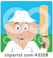 Clipart Illustration Of A Sporty Caucasian Man Holding A Cricket Bat