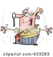 Poster, Art Print Of Cartoon Businessman Showing Off His Spoon On The Nose Balance Trick