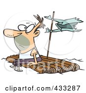 Poster, Art Print Of Caucasian Man Adrift On A Log Raft