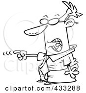 Royalty Free RF Clipart Illustration Of Coloring Page Line Art Of A Mad Cartoon Businessman Accusing
