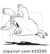 Royalty Free RF Clipart Illustration Of Coloring Page Line Art Of An Aggressive Bear Leaping
