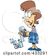Poster, Art Print Of Female Cartoon Accountant Holding A Calculator With A Long Strip Of Paper