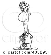 Royalty Free RF Clipart Illustration Of A Coloring Page Line Art Of Two Faced Cartoon Businessman