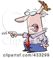 Royalty Free RF Clipart Illustration Of A Mad Cartoon Businessman Accusing by toonaday