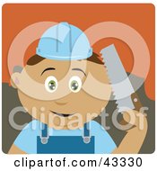 Poster, Art Print Of Hispanic Construction Worker Boy Holding A Saw