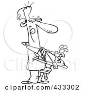 Coloring Page Line Art Of A Tricky Cartoon Businessman Pulling An Ace Out Of His Pocket