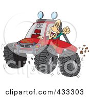 Poster, Art Print Of Excited Man 4wheeling His Truck Through Mud