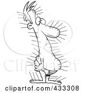 Royalty Free RF Clipart Illustration Of Coloring Page Line Art Of A Man Covered In Acupuncture Needles