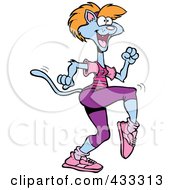 Royalty Free RF Clipart Illustration Of An Aerobic Cat Exercising